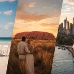 オーストラリア新婚旅行におすすめのビーチリゾート、ウルル、シドニーを組み合わせたハネムーン絶景イメージ