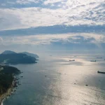 韓国・釜山の海岸線と海を望む風景