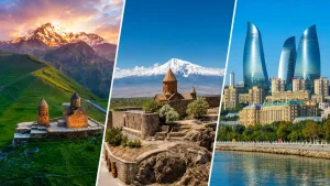 コーカサス3カ国周遊をイメージしたジョージア・アルメニア・アゼルバイジャンの風景