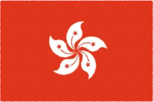香港の赤い旗に白いバウヒニアの花が描かれたアイコン