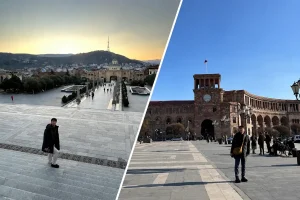 ジョージアのトビリシ市街とアルメニアのエレバン共和国広場を組み合わせた周遊旅行の風景