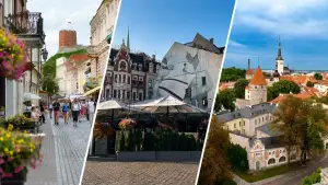 バルト三国のヴィリニュス・リガ・タリンの歴史ある旧市街を並べた街並み