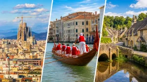 バルセロナ、ヴェネツィア、コッツウォルズを巡るヨーロッパ3か国周遊旅のイメージコラージュ