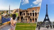 フランス・イタリア・スペインの代表的な観光地を並べたヨーロッパ旅行比較イメージ